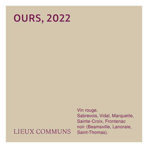 Product image for Lieux Communs Ours Vin Rouge 2022 750ml