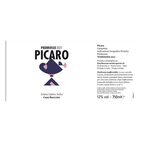 Product image for Casa Brecceto Campania Piedirosso Picaro 2021 750ml
