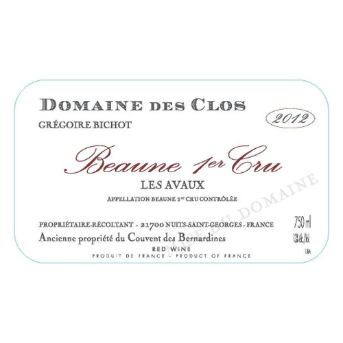 Domaine des Clos Beaune 1er Cru Les Avaux 2019 750ml