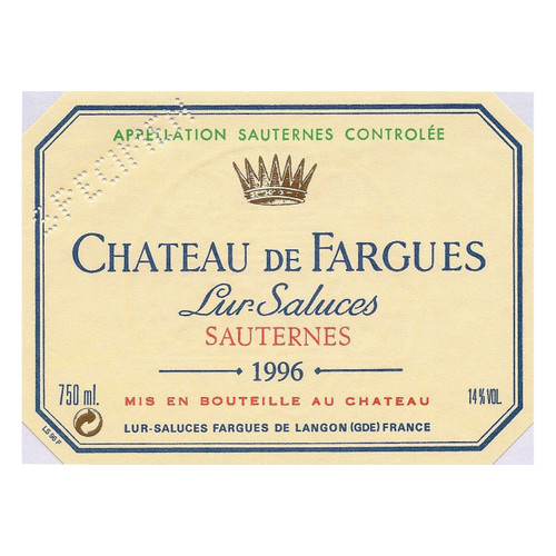 Chateau de Fargues Sauternes 1998 375ml