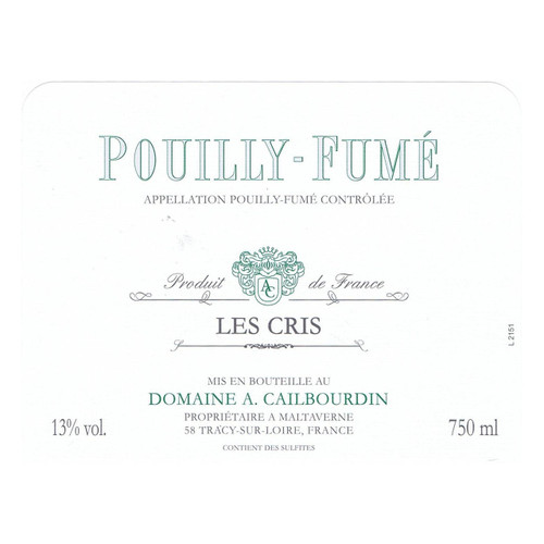 Product image for Domaine Alain Cailbourdin Pouilly-Fume Les Cris 2023 750ml