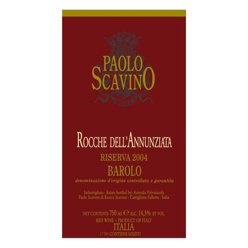 Product image for Paolo Scavino Barolo Rocche Dell'Annunziata Riserva 2004 750ml