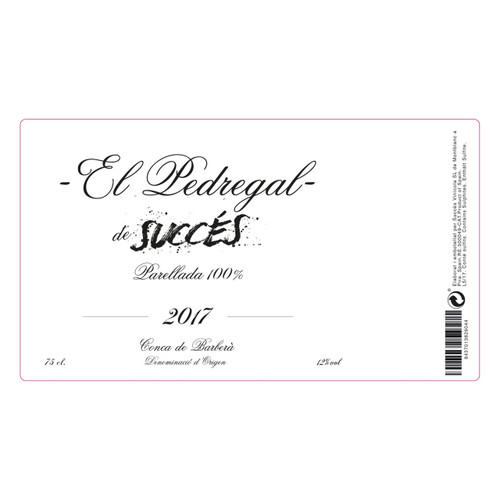 Product image for Succes Vinicola Conca de Barbera Parellada El Pedregal 2021 750ml
