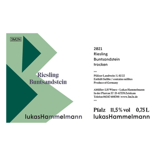 Product image for Lukas Hammelmann Pfalz Riesling Buntsandstein Trocken 2024 750ml