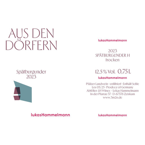 Product image for Lukas Hammelmann Spatburgunder Aus Dden Dorfern H Trocken 2023 750ml