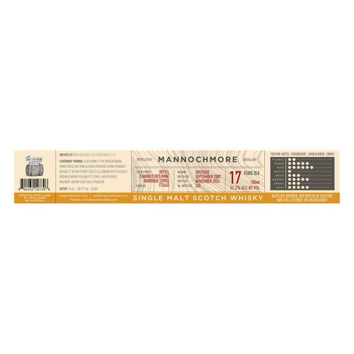 Product image for Single Cask Nation 17 YO 2007 Cask #173445 Mannochmore Refill Charred Red Wine Barrique Single Malt Scotch Whisky 2007 750ml