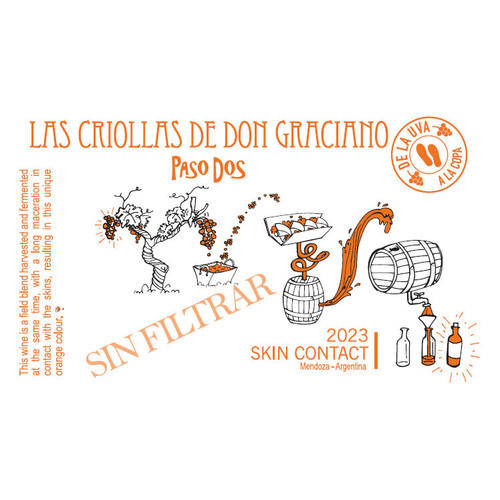 Product image for Paso A Paso Las Criollas De Don Graciano Skin Contact Sin Filtrar Mendoza 2023 750ml