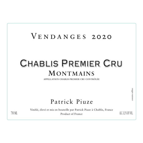 Product image for Patrick Piuze Chablis Premier Cru Montmains 2024 750ml