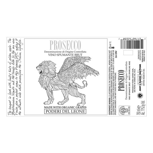 Product image for Poderi Del Leone Prosecco Vino Spumante Brut NV 750ml
