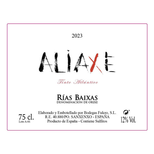 Product image for Bodegas Fulcro Rias Baixas Aliaxe Tinto Atlantico 2023 750ml