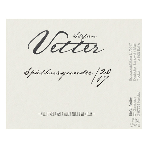 Product image for Stefan Vetter Spatburgunder 2023 750ml