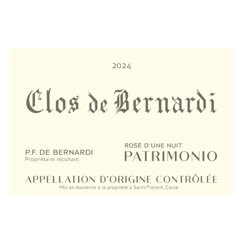 Product image for Clos De Bernardi Rose De Une Nuit Patrimonio Rose 2024 750ml
