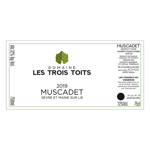 Domaine des Trois Toits Muscadet Sevre-et-Maine Sur Lie 2024 750ml