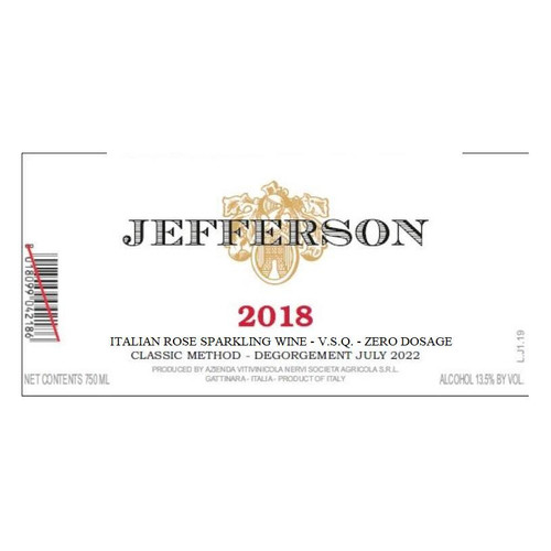 Product image for Nervi-Conterno Jefferson Zero Dosage Classic Method 2020 750ml