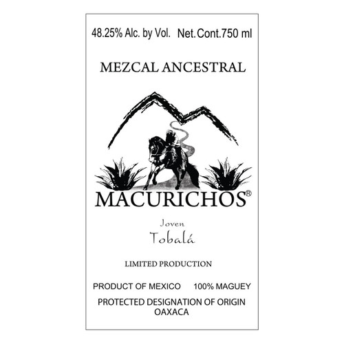 Product image for Mezcal Macurichos Limited Production Tobala Joven Mezcal Ancestral 750ml