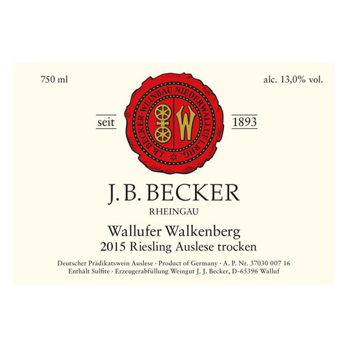 Product image for J.B. Becker Riesling Walkenberg Auslese Trocken 2023 750ml