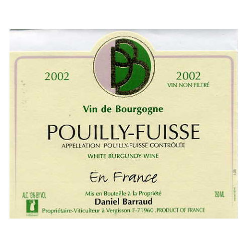 Product image for Daniel et Julien Barraud Pouilly-Fuisse En France 2023 750ml