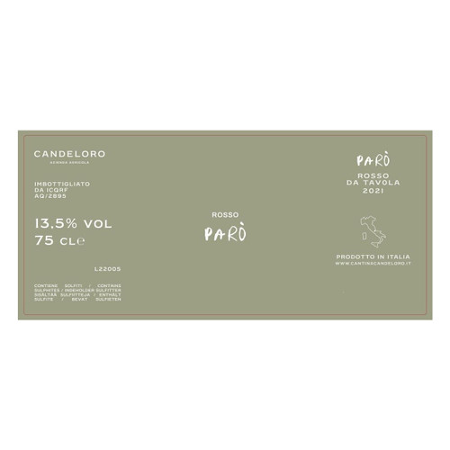 Product image for Azienda Agricola Candeloro Paro Rosso 2024 750ml
