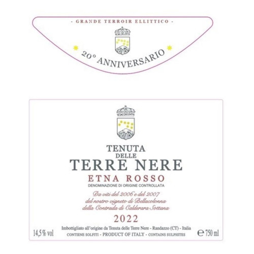 Product image for Tenuta delle Terre Nere Etna Rosso 20deg Anniversario Della Contrada Di Calderara Sottana 2022 750ml