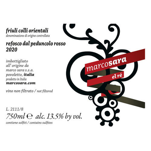 Product image for Marco Sara Colli Orientali del Friuli Refosco dal Peduncolo Rosso El Re 2024 750ml