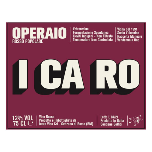 Product image for Icaro Operaio Popolare Rosso 2024 750ml