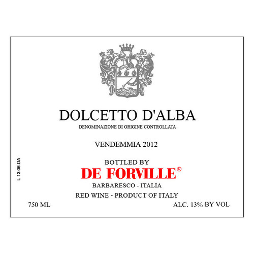 DeForville Dolcetto d'Alba  2025 750ml