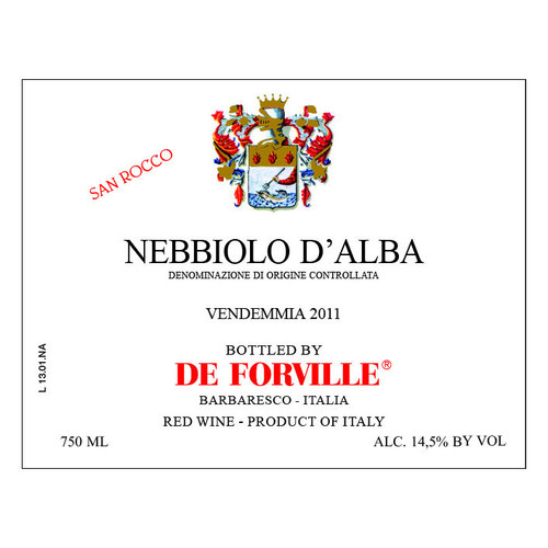 DeForville Nebbiolo d'Alba San Rocco  2024 750ml