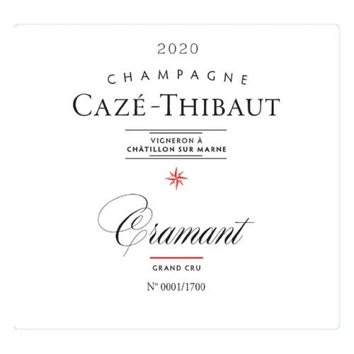 Product image for Champagne Caze Thibaut Champagne Grand Cru Extra Brut Cramant 2020 750ml