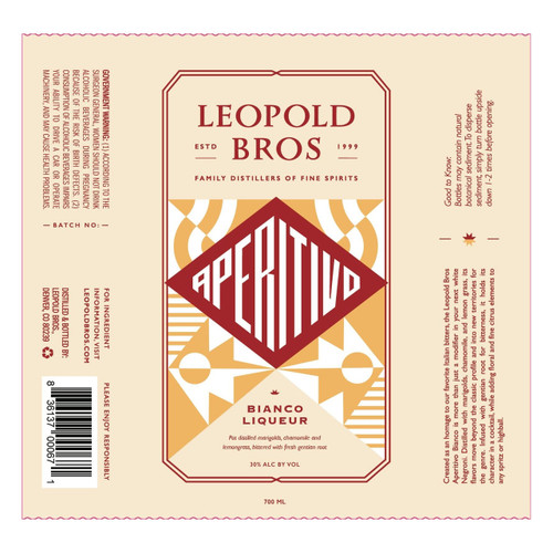 Product image for Leopold Brothers Aperitivo Bianco Liqueur 700ml