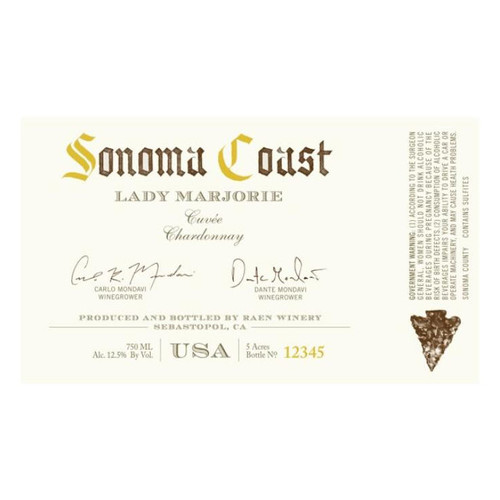 Product image for Raen Chardonnay Lady Marjorie Cuvee Sonoma Coast 2024 750ml