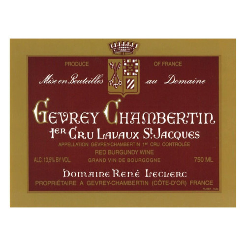 Product image for Rene Leclerc Gevrey-Chambertin 1er Cru Lavaux St.Jacques 2022 750ml