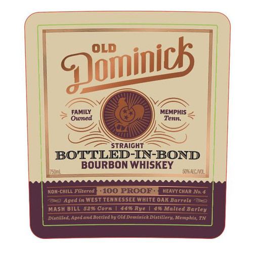 Product image for Old Dominick Distillery Aged In West Tennessee White Oak Barrels Straight Bottled-In-bond Bourbon Whiskey 750ml