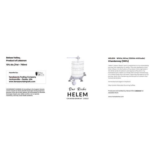 Product image for Mersel Wine Chardonnay Dar Richi Helem Bekaa Valley 2023 750ml