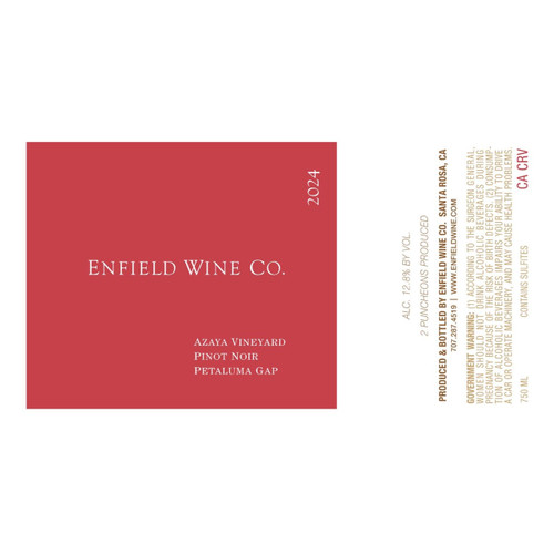 Product image for Enfield Wine Co. Pinot Noir Azaya Vineyard Petaluma Gap 2024 750ml