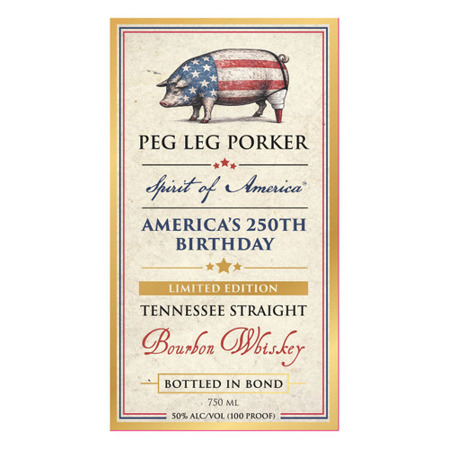 Product image for Peg Leg Porker Limited Edition American's 250th Birthday Bottled In Bond Tennessee Straight Bourbon Whiskey (NV) 750ml