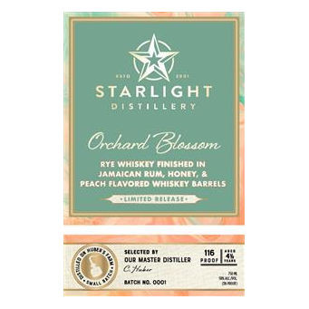 Product image for Starlight Distillery Orchard Blossom Rye Whiskey Limited Release 750ml