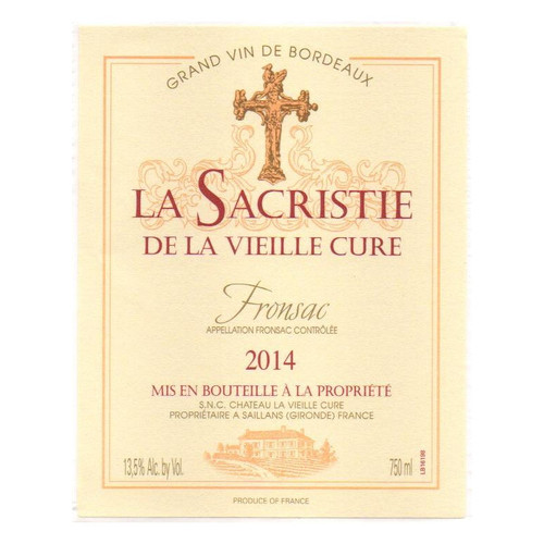 Product image for Chateau La Vieille Cure La Sacristie de la Vieille Cure Fronsac (2017) 2017 750ml