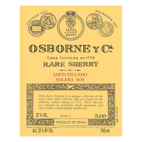 Product image for Osborne Solera Amontillado AOS Rare Sherry Jerez-Xérès-Sherry 500ml