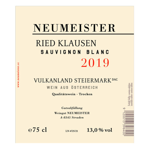 Neumeister Sauvignon Blanc Ried Klausen 1STK 2020 750ml