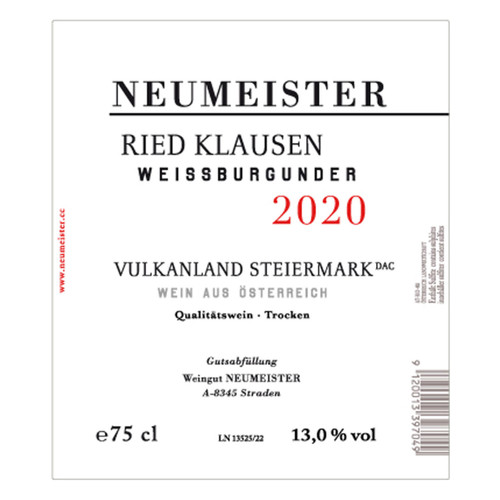 Neumeister Weissburgunder Ried Klausen 1STK 2020 750ml