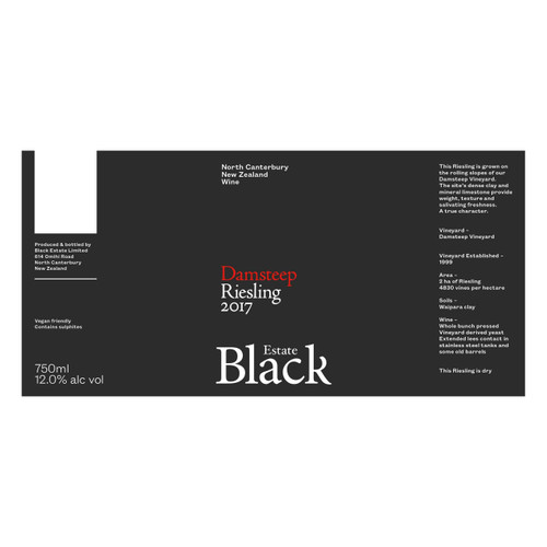 Product image for Black Estate Riesling Damsteep Canterbury 2024 750ml