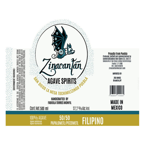 Product image for Zinacantan Mezcal Pitzometl Papalometl 50/50 Filipino 100% Agave Spirits 2025 500ml