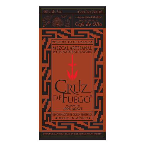 Product image for Cruz De Fuego A. Angustifolia Espadín Destilado Con Cafe De Olla 100% Agave Mezcal Artesanal 2025 750ml