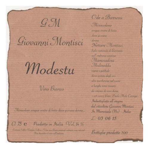 Product image for Giovanni Montisci Modestu Vino Bianco 2025 750ml