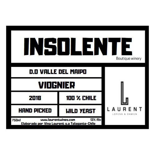 Product image for Laurent Family Vineyard Viognier Insolente Valle del Maipo 2024 750ml