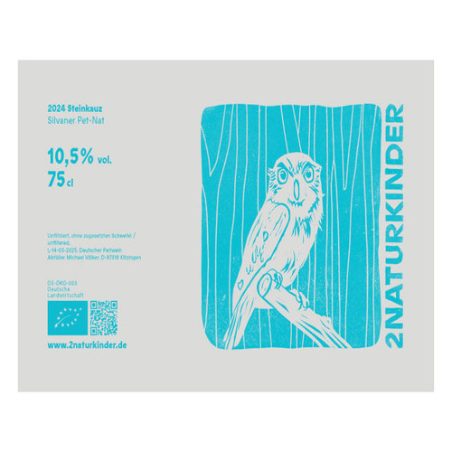 Product image for 2Naturkinder Silvaner Steinkauz Pet-Nat 2025 750ml
