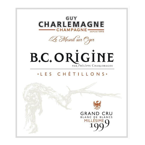 Product image for Champagne Guy Charlemagne Champagne Grand Cru Blanc De Blancs B.C. Origine Les Chétillons 2012 750ml