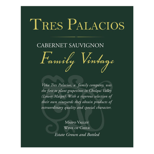 Product image for Tres Palacios Family Vintage Cabernet Sauvignon Estate Grown Maipo Valley 2023 750ml