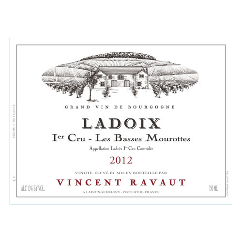 Product image for Domaine Vincent Ravaut Ladoix 1er Cru Les Basses Mourottes 2024 750ml