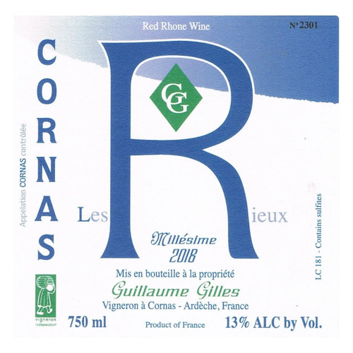 Guillaume Gilles Cornas Nouvelle R Les Rieux 2023 750ml